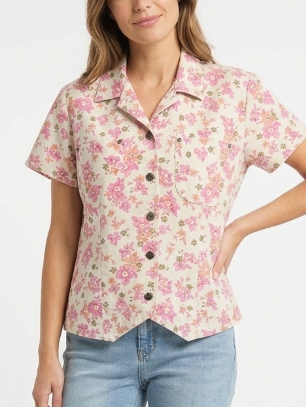 Vintage Villager Sport By Liz Clairborne Denim Floral Short Sleeve Jacket
